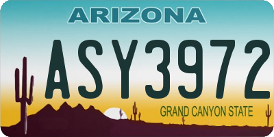 AZ license plate ASY3972