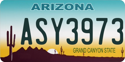 AZ license plate ASY3973