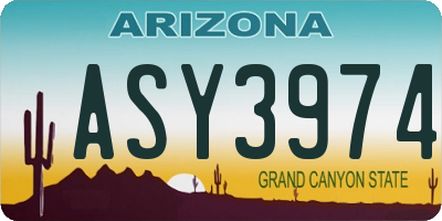 AZ license plate ASY3974