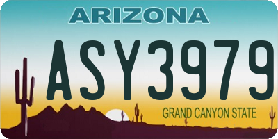 AZ license plate ASY3979