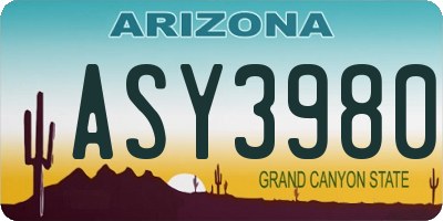 AZ license plate ASY3980