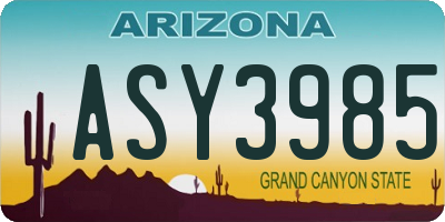 AZ license plate ASY3985