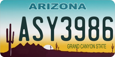 AZ license plate ASY3986