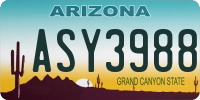 AZ license plate ASY3988