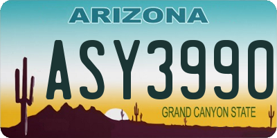 AZ license plate ASY3990