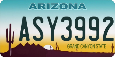 AZ license plate ASY3992