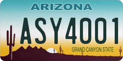 AZ license plate ASY4001