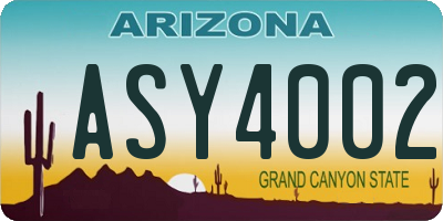 AZ license plate ASY4002