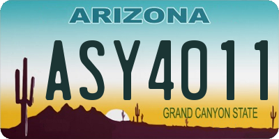 AZ license plate ASY4011