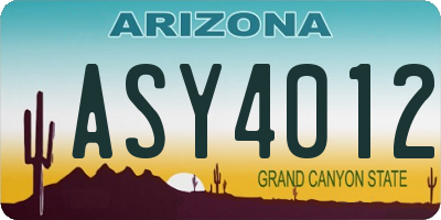 AZ license plate ASY4012