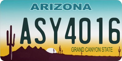 AZ license plate ASY4016