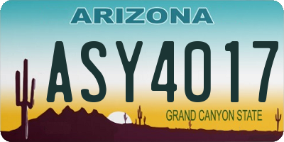 AZ license plate ASY4017