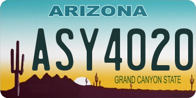 AZ license plate ASY4020