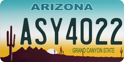 AZ license plate ASY4022
