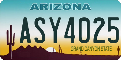 AZ license plate ASY4025