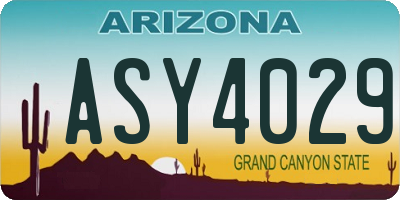 AZ license plate ASY4029