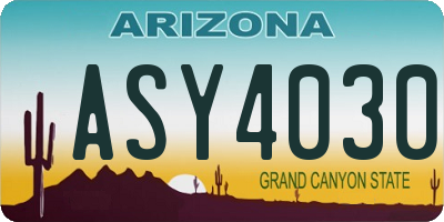 AZ license plate ASY4030