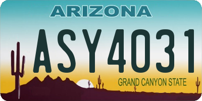 AZ license plate ASY4031