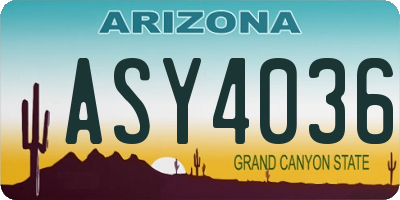 AZ license plate ASY4036