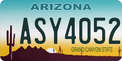 AZ license plate ASY4052
