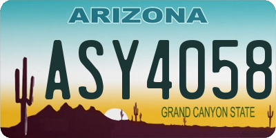 AZ license plate ASY4058