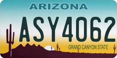 AZ license plate ASY4062