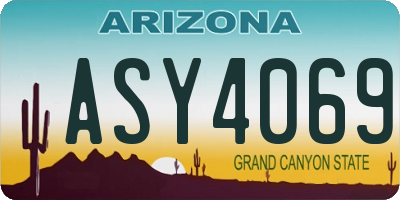 AZ license plate ASY4069