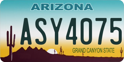 AZ license plate ASY4075