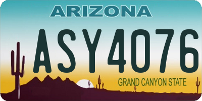 AZ license plate ASY4076