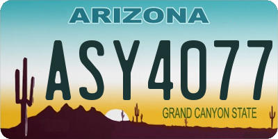 AZ license plate ASY4077