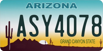 AZ license plate ASY4078