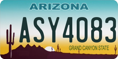 AZ license plate ASY4083