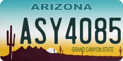 AZ license plate ASY4085