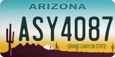 AZ license plate ASY4087