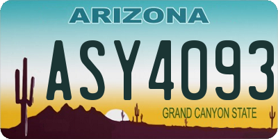 AZ license plate ASY4093