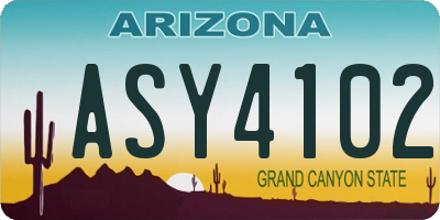 AZ license plate ASY4102