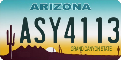 AZ license plate ASY4113