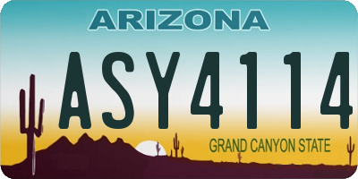 AZ license plate ASY4114
