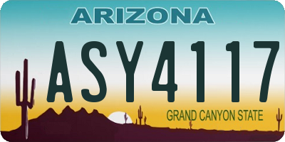 AZ license plate ASY4117