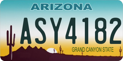 AZ license plate ASY4182