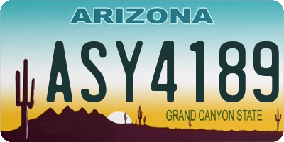 AZ license plate ASY4189