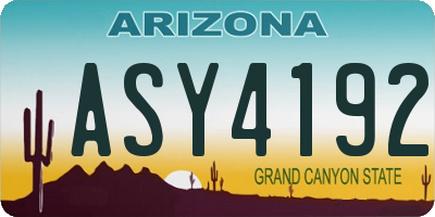AZ license plate ASY4192