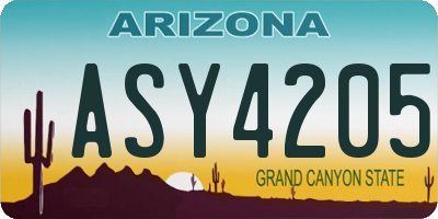 AZ license plate ASY4205