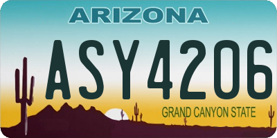 AZ license plate ASY4206