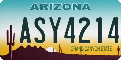AZ license plate ASY4214