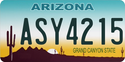 AZ license plate ASY4215