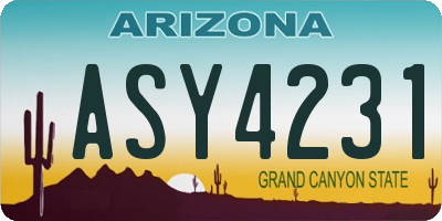 AZ license plate ASY4231
