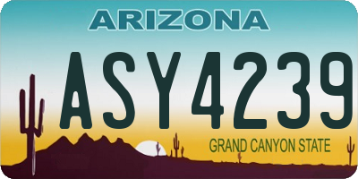 AZ license plate ASY4239