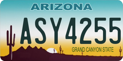 AZ license plate ASY4255