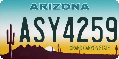AZ license plate ASY4259